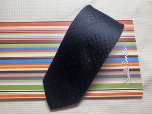 Paul Smith ポールスミスMade in Italy ネクタイ黒ドットふう柄シルク100