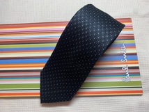 Paul Smith ポールスミスMade in Italy ネクタイ黒ドットふう柄シルク100_画像1