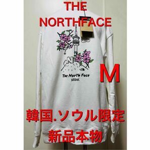 韓国.ソウル限定 2024 THENORTHFACE ノースフェイス　さくら 桜　トレーナー　男女兼用　M 白　ホワイト