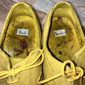 【イタリア製 】Paul Smith ポールスミス ウィングチップ レザーシューズ革靴 US7 25.0cm前後 イエロー 革底 マッケイ製法 フルブローグの画像9