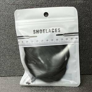 送料無料 新品 SHOELACES ロゴ有 シューレース 120cm 横幅0.8cm 靴紐 平紐 くつひも 黒色 ブラック BLACK 1足分 2本セットの画像5