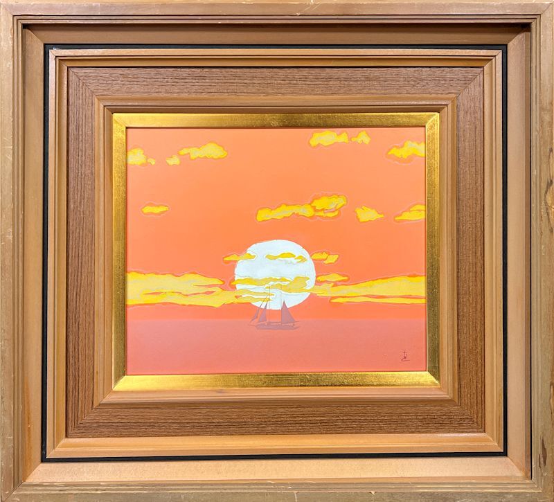 [FCP] Guaranteed authentic, Naohide Chinzei oil painting No. 3 A sunset Judge of the contemporary Western painting elite selection exhibition, Painting, Oil painting, Nature, Landscape painting