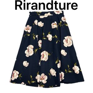 Rirandture 花柄スカート フレアスカート サイズ0 ブラック ボトムス