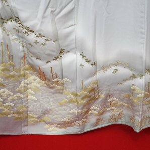 色留袖 結婚式 老松 波 身丈160cm 裄丈66.5cm ★着物 e-885 桜庭呉服店の画像2