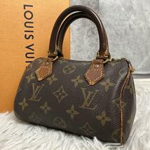 希少 ルイヴィトン LOUIS VUITTON ミニスピーディー モノグラム ハンドバッグ M41534 ブラウン レザー PVC ヌメ革 レディース メンズ_画像1