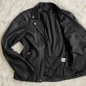  stereo . Dio sSTUDIOUS double rider's jacket L size ram leather sheep leather original leather large size outer blouson black black 