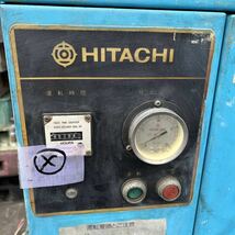 T6619 HITACHI コンプレッサー 3馬力 20L 三相200V 50Hz ※運転時間メーター故障 エアータンク 55L セット【動作確認済】_画像3