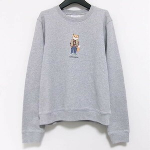 新品★MAISON KITSUNE★メゾンキツネ★スウェット トレーナー★クルーネック グレー★L コットン100%