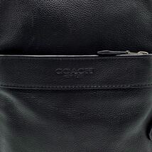 1円【高級】COACH コーチ メンズ ショルダーバッグ ボディバッグ トート シルバー金具 ロゴ型押し レザー 本革 ブラック 斜め掛け 黒色_画像9