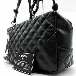 1円【高級】CHANEL シャネル カンボンライン トートバッグ ハンド ミニボストン ココマーク マトラッセ ラムスキン ブラック シリアル有の画像1