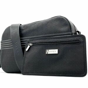 1円【最高】LOEWE ロエベ ショルダーバッグ トート アナグラム リピート ステッチ メンズ ポーチ付き レザー 本革 ブラック 黒色 斜め掛け 