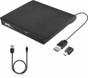 外付けDVD/CDドライブ USB3.0 外付け DVDCD ROMバーナー タイプCコード付きポータブルDVDプレーヤー