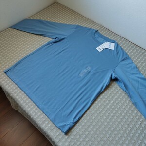 未使用 タグ付 ユニクロ UNIQLO エアリズム コットン UVカット クルーネックT 長袖 Tシャツ L blue●色サイズ違い有●ネコポス 送料無料