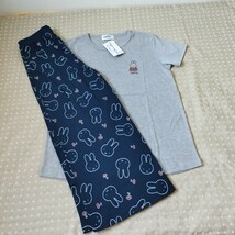 未使用 ミッフィー うさぎ ルームウエア パジャマ M ワンマイルウエア 半袖 Tシャツ ワイドパンツ セット 紺gray●他size有● 送料無料_画像9