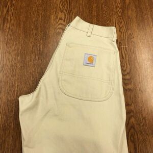 【FC136】Carhartt W29 L32 ワークパンツ ライトベージュ WIDE SIMPLE PANT ブランド古着 カーハート 送料無料