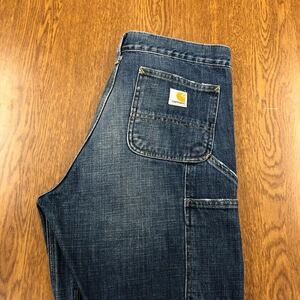 【FC141】Carhartt W32 L32 色落ち加工 ダメージ加工 デニムペインターパンツ ワークパンツ SINGLE KNEE PANT ブランド古着 送料無料