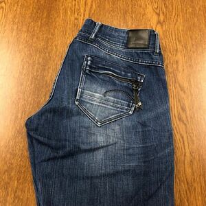 【FC348】G-STAR RAW W27 L32 色落ち加工 ジーンズ デニムパンツ ストレッチ生地 股上浅 ポケット浅 ブランド古着 ジースターロウ 送料無料