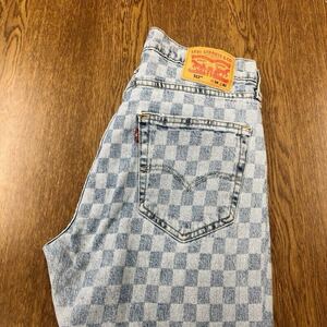 【FC411】Levi's 512 W34 L30 チェック柄 ジーンズ ジーパン デニムパンツ ストレッチ生地 ブランド古着 リーバイス512 送料無料