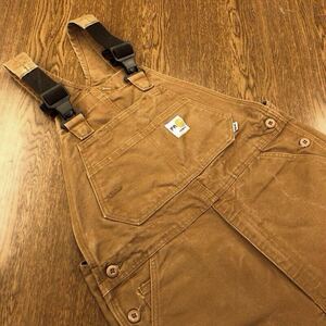 【FC441】Carhartt W34 L30 ダック地 オーバーオール ベージュ 両裾ジップとスナップボタン付き メンズブランド古着 カーハート 送料無料