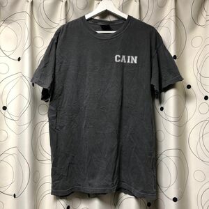 ★US古着★ KLEIN CAIN プリントTシャツ 半袖 バックプリント メンズ チャコールグレー 大きいサイズ