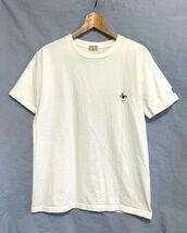 ★美品　TES THE ENDLESS SUMMER　サーファー刺繍ワンポイント ヘビーウェイトコットン クルーネックTシャツ 日本製 オフホワイト L_画像1