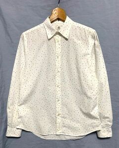 ★美品　PS Paul Smith ポールスミス　WATER COLOUR SPOT PRINT SHIRTS マルチドット柄 コットンシャツ 日本製 オフホワイト M