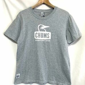 ★美品 CHUMS チャムス BOOBY FACE T-SHIRT ブービーバード ボックスロゴプリント クルーネックTシャツ グレー×ホワイト S の画像1