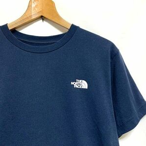 ☆美品 THE NORTH FACE ノースフェイス SQUARE LOGO TEE スクエアロゴプリント クルーネックTシャツ ネイビー Mの画像4