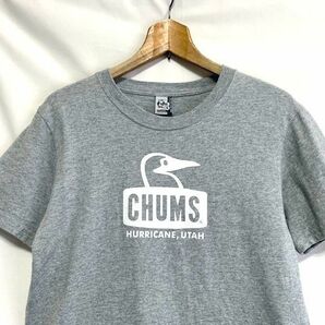 ★美品 CHUMS チャムス BOOBY FACE T-SHIRT ブービーバード ボックスロゴプリント クルーネックTシャツ グレー×ホワイト S の画像2