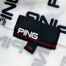 PING ピン 2022年モデル ハイネック半袖 Tシャツ ロゴ 総柄 ホワイト系 M [240101147354] ゴルフウェア レディース_画像3