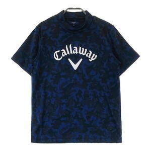 CALLAWAY キャロウェイ 241-0134427 ハイネック 半袖Tシャツ 迷彩 カモフラ柄 ネイビー系 M [240101013160] ゴルフウェア メンズ