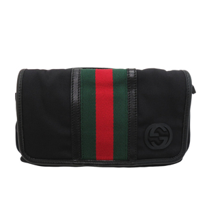 【1円】GUCCI グッチ 181064 ウエスト ボディバッグ シェリーライン ブラック系 [240101141097]