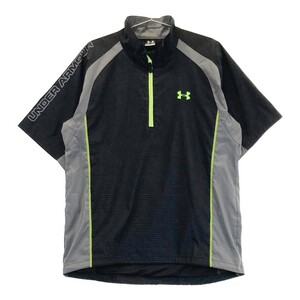 【1円】UNDER ARMOUR アンダーアーマー ハーフジップ 半袖ジャケット 総柄 ブラック系 LG [240101147951] メンズ