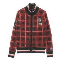 【1円】ADMIRAL アドミラル ウール混ニット ジップジャケット チェック柄 レッド系 M [240101129237] レディース_画像1