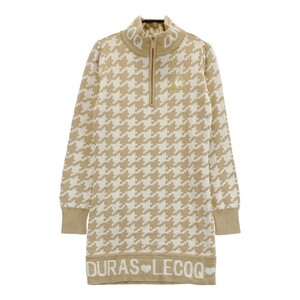 【1円】LECOQ GOLF ルコックゴルフ DURAS ハーフジップ ロング ニットセーター 総柄 ベージュ系 S [240101147542] レディース