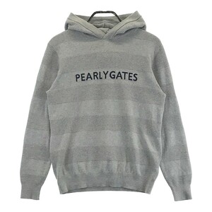 PEARLY GATES パーリーゲイツ 2022年モデル ニットパーカー ボーダー柄 グレー系 4 [240101155863] ゴルフウェア メンズ