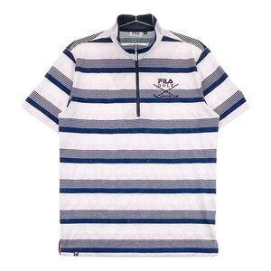 FILA GOLF フィラゴルフ ハーフジップ 半袖Tシャツ ボーダー柄 ピンク系 M [240101157214] ゴルフウェア メンズ