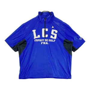 LECOQ GOLF ルコックゴルフ ハーフジップ 半袖Tシャツ ストライプ柄 ブルー系 LL [240101157633] ゴルフウェア メンズ