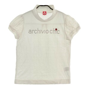 ARCHIVIO アルチビオ ハイネック 半袖Tシャツ レース切替 ホワイト系 38 [240101078923] ゴルフウェア レディース