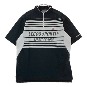 LECOQ GOLF ルコックゴルフ ハーフジップ半袖 Tシャツ ボーダー柄 ブラック系 L [240101158607] ゴルフウェア メンズ