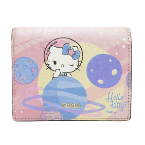 FURLA フルラ ×HELLO KITTY 二つ折り財布 キティ 総柄 ピンク系 [240101154883] レディースの画像1