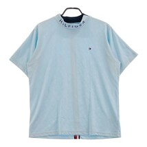 TOMMY HILFIGER GOLF トミー ヒルフィガーゴルフ ハイネック 半袖Tシャツ 総柄 ブルー系 LL [240101107083] ゴルフウェア メンズ_画像1