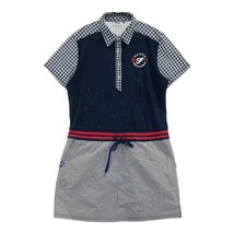 FILA GOLF フィラゴルフ シアサッカー混 半袖ポロ ワンピース チェック柄 ネイビー系 LL [240101072697] ゴルフウェア レディース_画像1