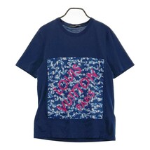 LOUIS VUITTON ルイ ヴィトン RM141M H5JR07 JEZ クルーネック半袖Tシャツ 迷彩柄 カモフラ ロゴ ネイビー系 M [240001990997] メンズ_画像1