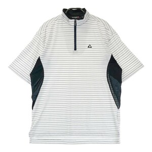 LECOQ GOLF ルコックゴルフ ハーフジップ 半袖Tシャツ ボーダー柄 ホワイト系 M [240101161331] ゴルフウェア メンズ