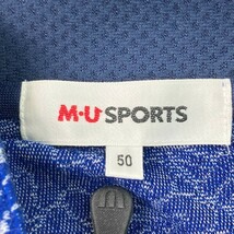 MU SPORTS エムユースポーツ ニット切替 ハーフジップ長袖Tシャツ 総柄 ネイビー系 50 [240101068692] ゴルフウェア メンズ_画像6