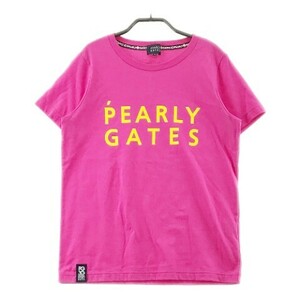 PEARLY GATES パーリーゲイツ 30周年モデル 半袖Tシャツ ニコちゃん 2段ロゴ ピンク系 0 [240001758763] ゴルフウェア レディース