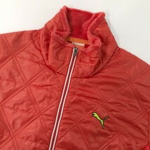 【1円】PUMA GOLF プーマゴルフ 901303 2WAY 中綿 ハーフジップジャケット 総柄 レッド系 L [240001921580] レディース_画像3