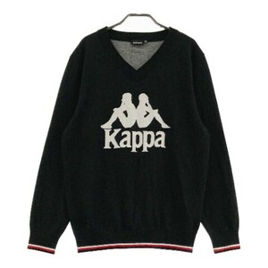 【1円】KAPPA GOLF カッパゴルフ Vネック ニットセーター ブラック系 O [240101076111] メンズ