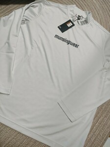 新品 定価19800 Munsingwear マンシング 長袖 ハイネック シャツ カットソー LL ストレッチ ホワイト 白 蓄熱保温 UVカット メンズ ゴルフ